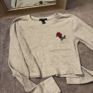Grey crop top with flower
